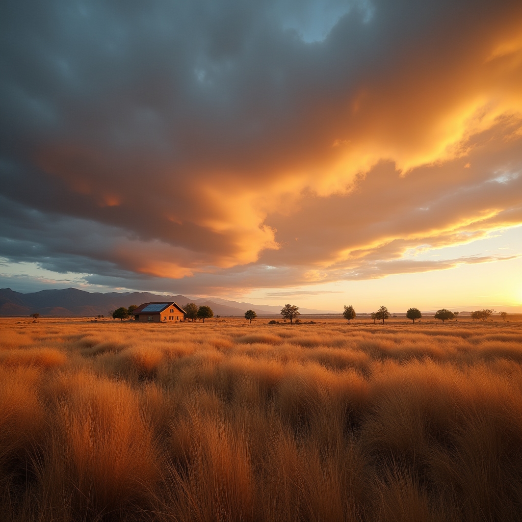 Campo rural extenso bajo cielo despejado en la Patagonia argentina